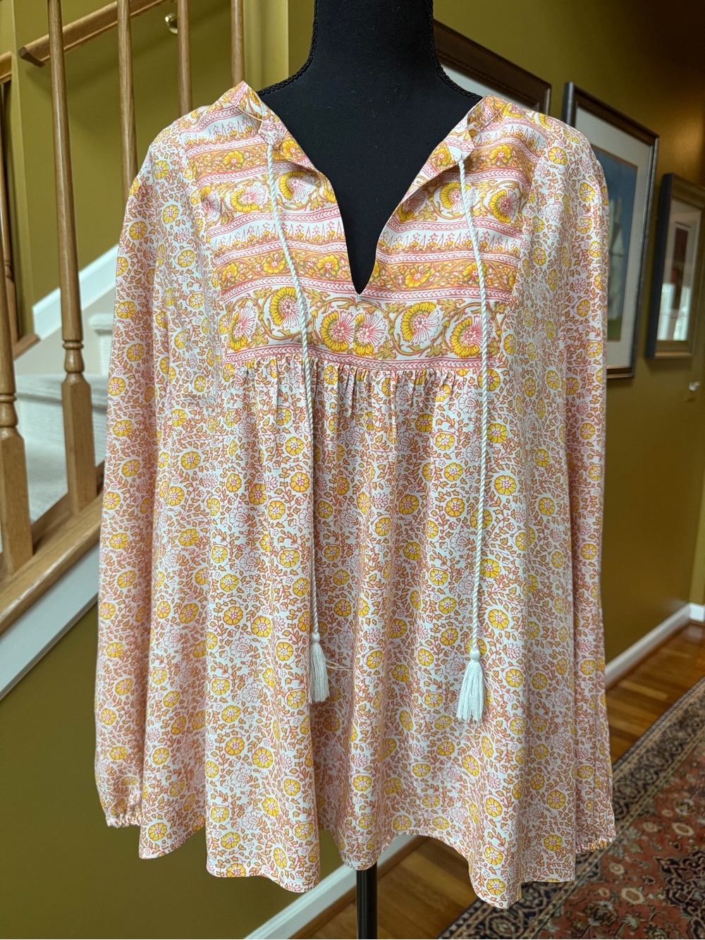 Lucky Brand Floral Tie-neck Blouse (Sz XL)